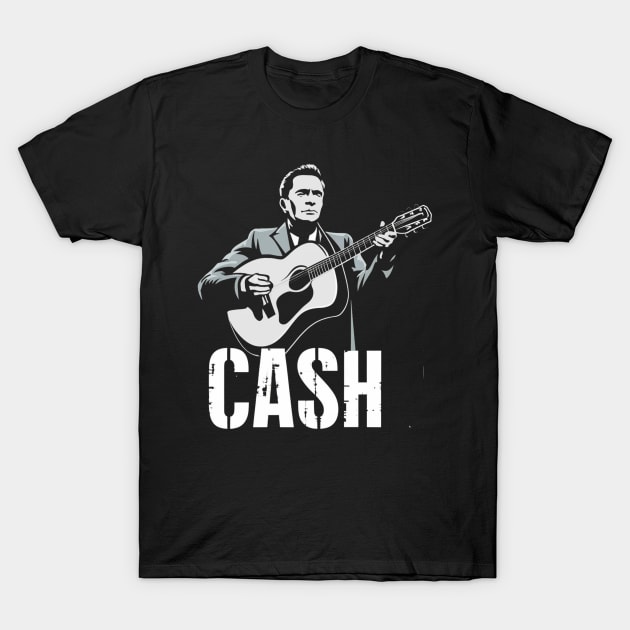 The Guitarist Johnny Cash T-Shirt by Aldrvnd